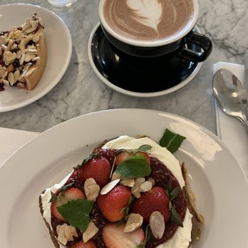 Tatte Bakery & Cafe | Newton Centre - Almond raspberry tart, brioche French toast & hot chocolate - Coffee & Tea Near Me - Newton, Massachusetts