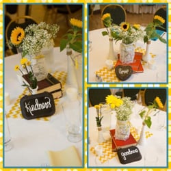 Heavenly Events And Design - Simple Centerpieces for this Rustic Rehearsal Diner designed by Heavenly Events
