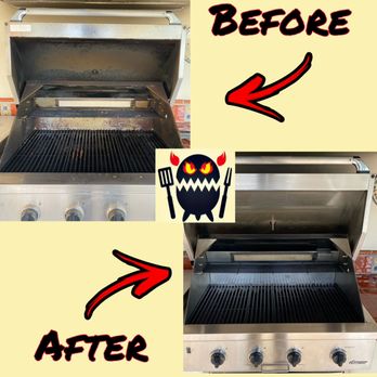 Blazing Grill Cleaning - Deep clean of a 5 burner grill $300 looks like new and works great !! - Grill Services Near Me Blazing Grill Cleaning - Deep clean of a 5 burner grill $300 looks like new and works great !! - Grill Services Near Me