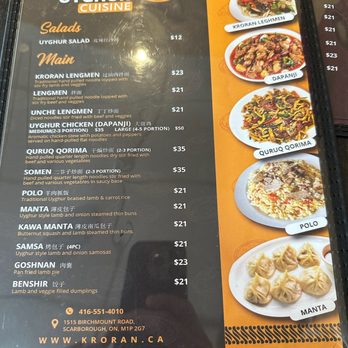 Kroran Uyghur Cuisine - menu pg 2 - Chinese Near Me - Toronto, Ontario Kroran Uyghur Cuisine - menu pg 2 - Chinese Near Me - Toronto, Ontario