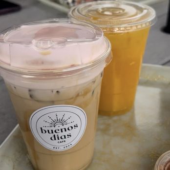 Buenos Dias Cafe - Coffee La Rubia y La Morena with cold foam - Cafes Near Me - Riverside, California