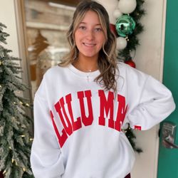 Lipchic Boutique - Lulu Mac Sweatshirt - White with Red