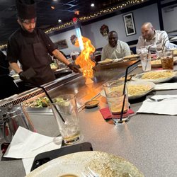 Kabuto Japanese House of Steaks - Warming up the flat grill surface.