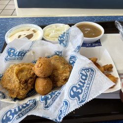 Bud's Chicken and Seafood - 2 piece fried chicken with added shrimps.