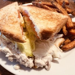 Pecan Chicken Salad Sandwich with Sweet Potato Fries ($13.45). Pecan Chicken Salad Sandwich with Sweet Potato Fries ($13.45).