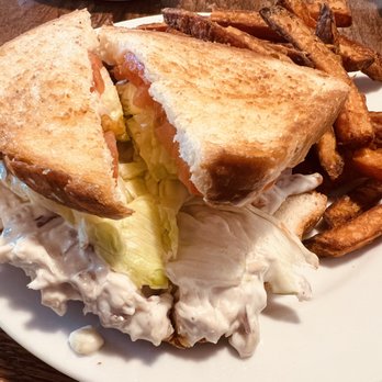 Bubba's Bistro - Pecan Chicken Salad Sandwich with Sweet Potato Fries ($13.45). - Breakfast & Brunch Near Me - Richmond Hill, Georgia Bubba's Bistro - Pecan Chicken Salad Sandwich with Sweet Potato Fries ($13.45). - Breakfast & Brunch Near Me - Richmond Hill, Georgia