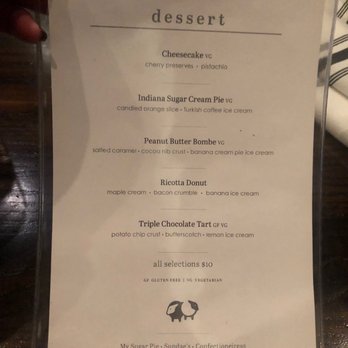 Provision - Dessert menu - New American Near Me - Indianapolis, Indiana