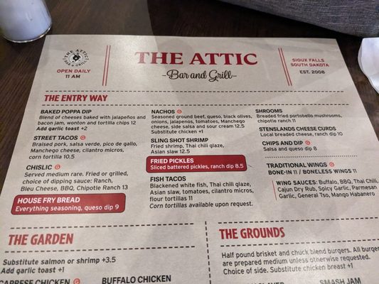 Menu photo 3 Attic Bar & Grill Sioux Falls, SD