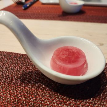 Kismet Modern Indian - Palate cleanser: frozen rose water + juices - Indian Near Me - Richmond, Virginia