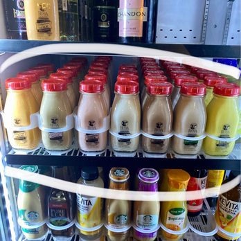 Harris Ranch - Individual flavored milk in glass containers in the store - Hotels Near Me - Coalinga, California