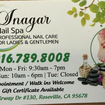 Inagar Nails Spa - Business card - Nail Salons Near Me - Roseville, California Inagar Nails Spa - Business card - Nail Salons Near Me - Roseville, California