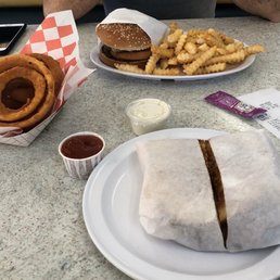 Grilled cheese, onion rings, Cowboy Burger and fries. Grilled cheese, onion rings, Cowboy Burger and fries.
