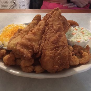 Bay Breeze - Popcorn shrimp with flounder and grits - Seafood Near Me - Mableton, Georgia