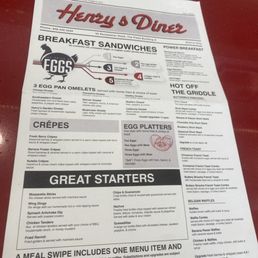 menu for breakfast sandwiches
