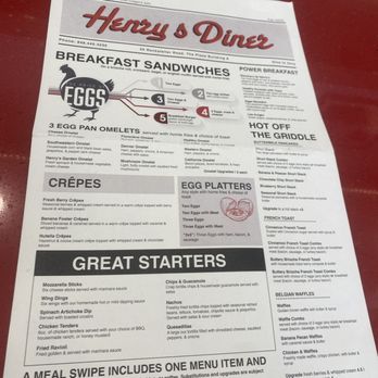Henry's Diner - menu for breakfast sandwiches - Diners Near Me - Piscataway Township, New Jersey