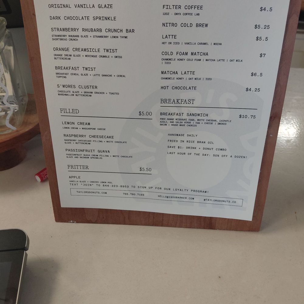 Taylor's Donuts - Menu available May 2026 - Coffee & Tea Near Me - Lawrence, Kansas Taylor's Donuts - Menu available May 2026 - Coffee & Tea Near Me - Lawrence, Kansas
