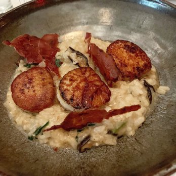 TRIS - U10 scallops on top of truffle risotto - New American Near Me - The Woodlands, Texas TRIS - U10 scallops on top of truffle risotto - New American Near Me - The Woodlands, Texas