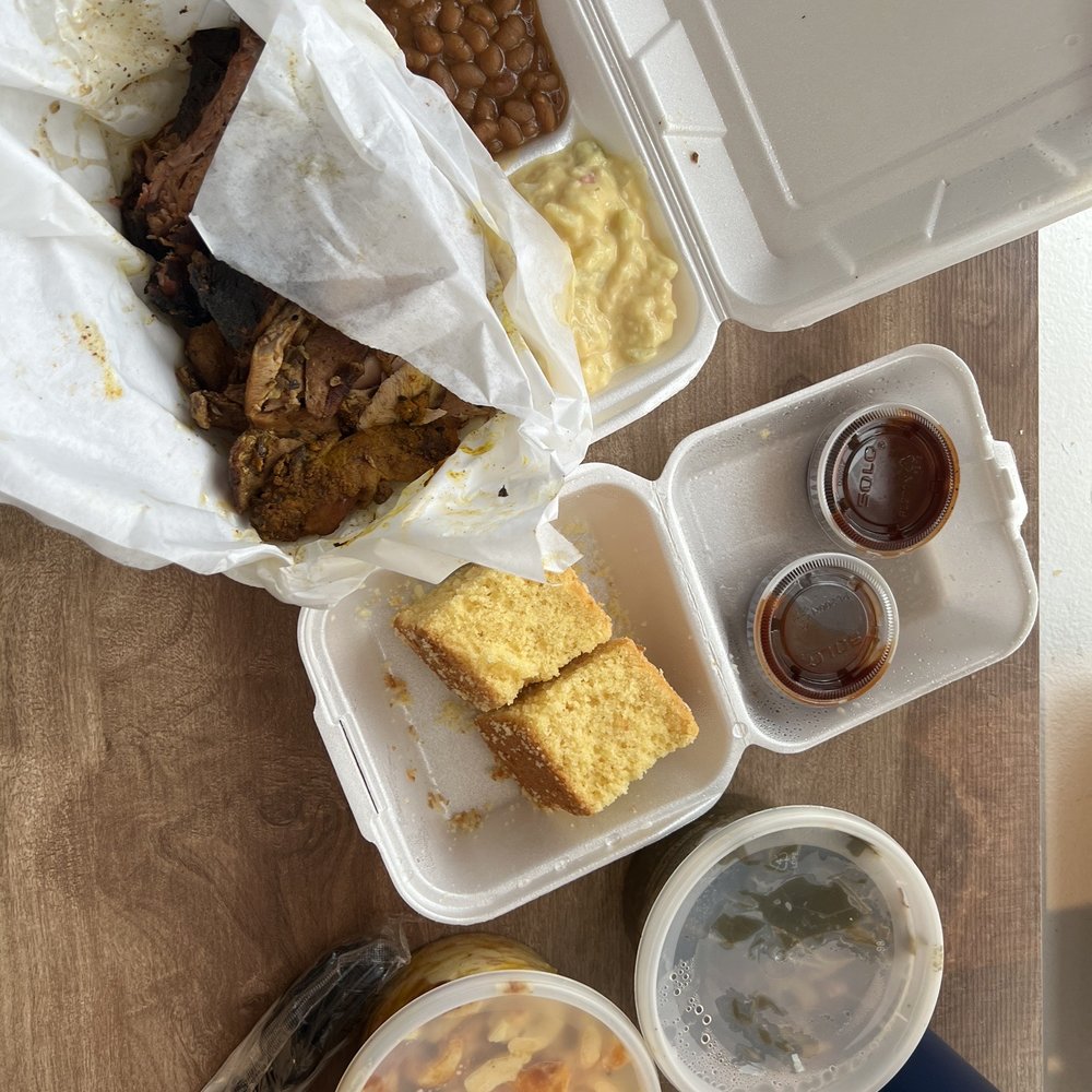 Emma's BBQ - two 2 Way Dinner with beans and potato salad , 16 oz side of mac and 16 oz greens & cornbread - Southern Near Me - Seattle, Washington