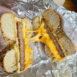Brooklyn Place - 2 Eggs Sandwich Sausage Egg and Cheese on an Everything Bagel