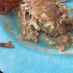 I ordered from this eastern Chinese restaurant. I ordered me pork, egg, foo, young and pork fried rice. It was no chicken bone that