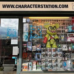 CharacterStation Genève - Storefront and window display of CharacterStation - Pop Culture collectibles in Geneva (Funko Pop, Labubu, art toys, Warhammer).