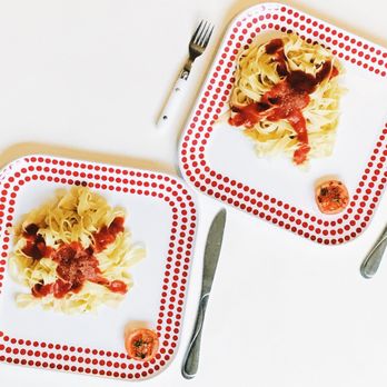 Handmade Pasta by Yvonne - two plates of pasta with tomato sauce - Specialty Food Near Me - Pittsburgh, Pennsylvania
