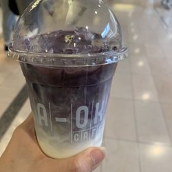 A-OK Cafe - Ube latte with a shot of espresso