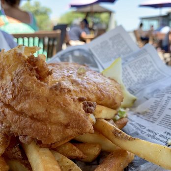The Olde Salt House - Fish and chips. It comes with delicious house made tartar sauce. We ate the entire cup of that condiment! - Seafood Near Me - Cohasset, Massachusetts The Olde Salt House - Fish and chips. It comes with delicious house made tartar sauce. We ate the entire cup of that condiment! - Seafood Near Me - Cohasset, Massachusetts