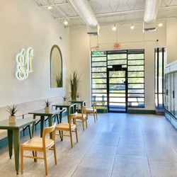 Green Fork & Straw - Interior-- dining area, fridge with all their pre-packed foods