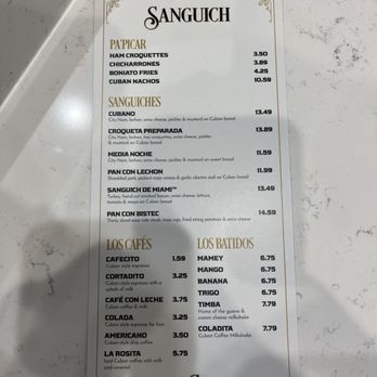 Sanguich - Menu - Cuban Near Me - Coral Gables, Florida Sanguich - Menu - Cuban Near Me - Coral Gables, Florida