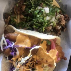 Palo Fierro Mexican Food - Carnitas taco and fish taco