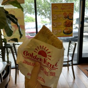 Golden Krust - Jerk Chicken Pattie - They were out of the beyond beef - Caribbean Near Me - Orlando, Florida Golden Krust - Jerk Chicken Pattie - They were out of the beyond beef - Caribbean Near Me - Orlando, Florida