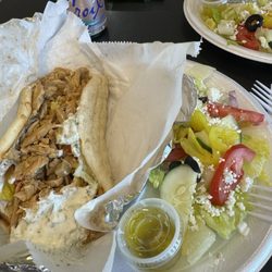 The Mediterranean Spot Deli & Gyros - Chicken Gyro and Greek salad