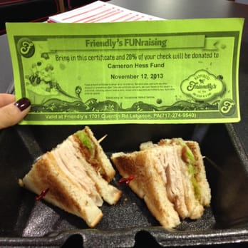 Friendly's - Our first meal today at Friendly's to raise money for our friend Cameron Hess! We'll be back for dinner, too! - Burgers Near Me - Lebanon, Pennsylvania