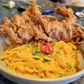 Chao - $24 soft shell crab pasta - delicious, unique... like the noodles were flavored with that tomalley delicacy. - Asian Fusion Near Me - Honolulu, Hawaii
