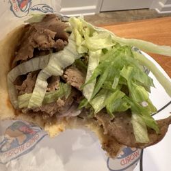 Gyro World - Beef & Lamb Gyro Sandwich (minus a couple bites)