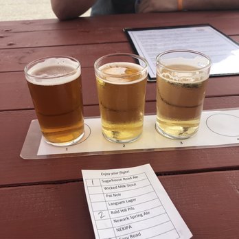 Next Trick Brewing - three glasses of beer on a table - Breweries Near Me - West Burke, Vermont