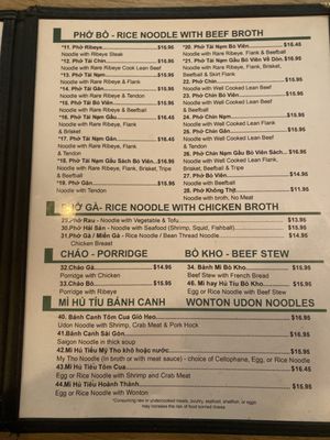 Menu photo 8 Pho Saigon 8 Las Vegas, NV
