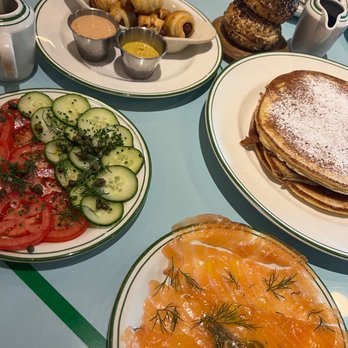 Sadelle's Coconut Grove - Nova platter, bagels, pigs in a blanket, pancakes - Breakfast & Brunch Near Me - Miami, Florida Sadelle's Coconut Grove - Nova platter, bagels, pigs in a blanket, pancakes - Breakfast & Brunch Near Me - Miami, Florida