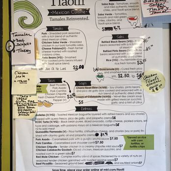 Tlaolli - Menu. So many choices. - Mexican Near Me - Indianapolis, Indiana