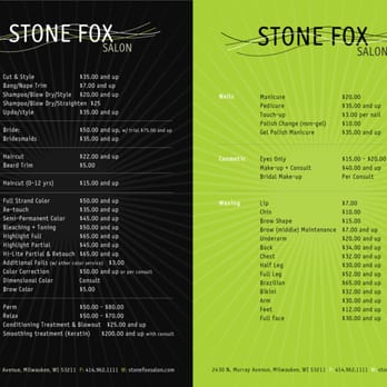Stone Fox Salon - The Menu - Hair Salons Near Me - Milwaukee, Wisconsin Stone Fox Salon - The Menu - Hair Salons Near Me - Milwaukee, Wisconsin
