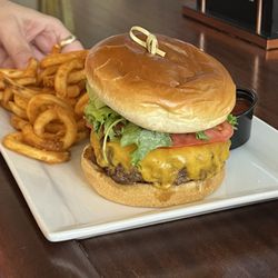 Iron Horse Pub - Vault burger with onion rings