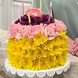 Susana's Flowers - Standard birthday "cake" florals but with colors requested over the phone based on what color options they had