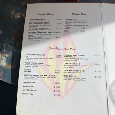 Menu photo 1 The Flame Indian Kitchen Ocala, FL