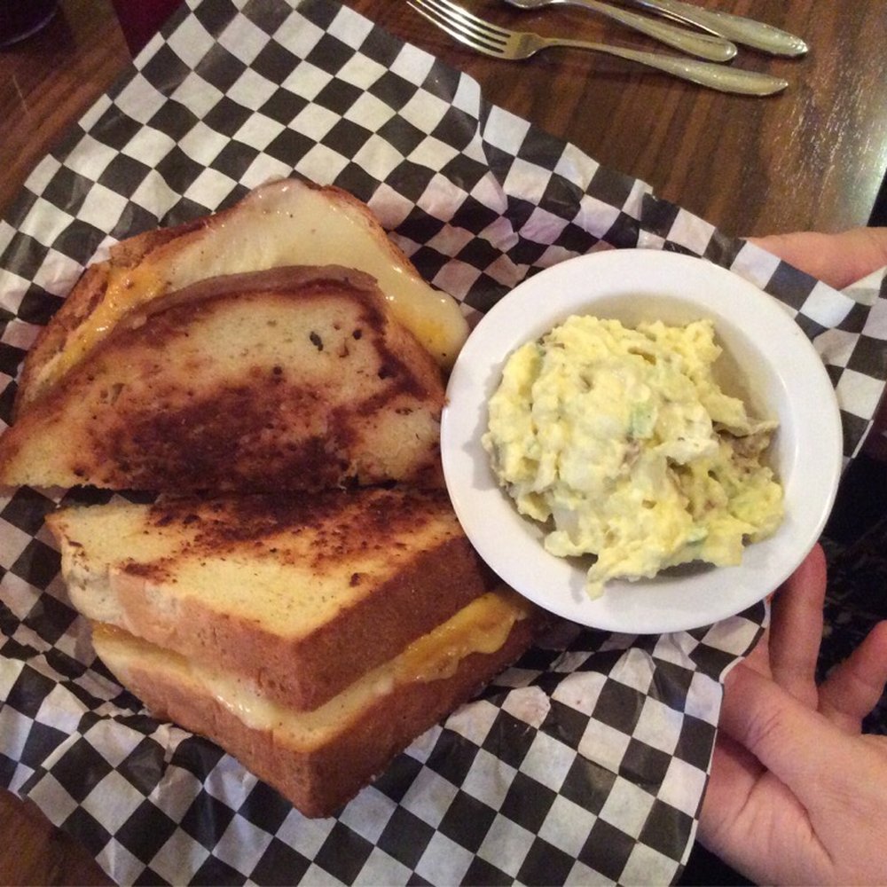 ACME Cafe - Deluxe Grilled Cheese Sandwich and Potato Salad. Too much bread! - New American Near Me - Salem, Oregon ACME Cafe - Deluxe Grilled Cheese Sandwich and Potato Salad. Too much bread! - New American Near Me - Salem, Oregon