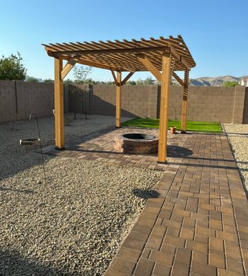 Patio's and Pergolas - In Arizona, shade isn't a luxury. A good patio cover or pergola makes your backyard usable in the middle of summer instead of just in the evenings, and it adds real value to your home.
We build covers and pergolas that fit your space and your style: solid covers for full shade, lattice or open-beam pergolas for filtered light, freestanding structures over a seating area or grill, and attached covers that extend your living space right off the house. Options for wood, aluminum, and steel, depending on the look and maintenance level you want.
Every structure is anchored and built to hold up to monsoon winds and years of sun. Add ceiling fans, lighting, or misters, and pair it with pavers or landscaping for a backyard that feels finished.
Ready for some shade? Request a quote and we'll come out and measure. Patio's and Pergolas - In Arizona, shade isn't a luxury. A good patio cover or pergola makes your backyard usable in the middle of summer instead of just in the evenings, and it adds real value to your home.
We build covers and pergolas that fit your space and your style: solid covers for full shade, lattice or open-beam pergolas for filtered light, freestanding structures over a seating area or grill, and attached covers that extend your living space right off the house. Options for wood, aluminum, and steel, depending on the look and maintenance level you want.
Every structure is anchored and built to hold up to monsoon winds and years of sun. Add ceiling fans, lighting, or misters, and pair it with pavers or landscaping for a backyard that feels finished.
Ready for some shade? Request a quote and we'll come out and measure.