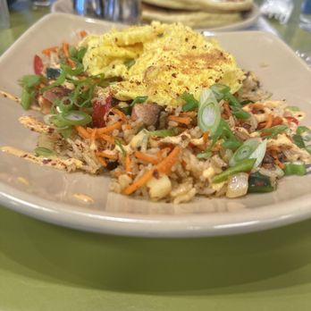 Snooze, an A.M. Eatery - Habenero Pork Belly Fried Rice - Breakfast & Brunch Near Me - Charlotte, North Carolina