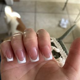 Overpriced for small French tips the French tips didn't even look even wow never again Overpriced for small French tips the French tips didn't even look even wow never again