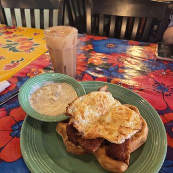The Flying Biscuit Cafe - Dirty Bird, Nashville Hot chicken and waffle - Southern Near Me - Houston, Texas
