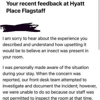 Hyatt Place Flagstaff - "To believe an insect was present". I took a picture and video of the cockroach on my pillow. What?! - Hotels Near Me - Flagstaff, Arizona Hyatt Place Flagstaff - "To believe an insect was present". I took a picture and video of the cockroach on my pillow. What?! - Hotels Near Me - Flagstaff, Arizona